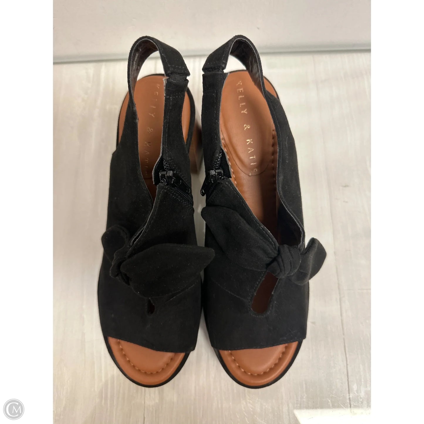 Sandals Heels Block By Kelly And Katie In Black, Size: 8.5