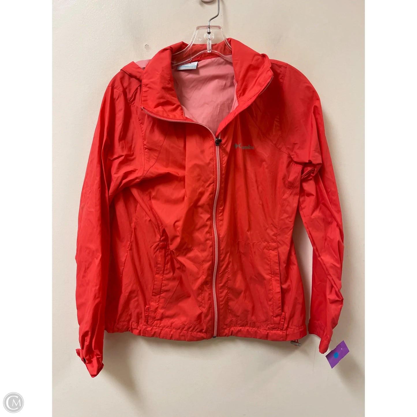 Jacket Windbreaker By Columbia In Coral, Size: S