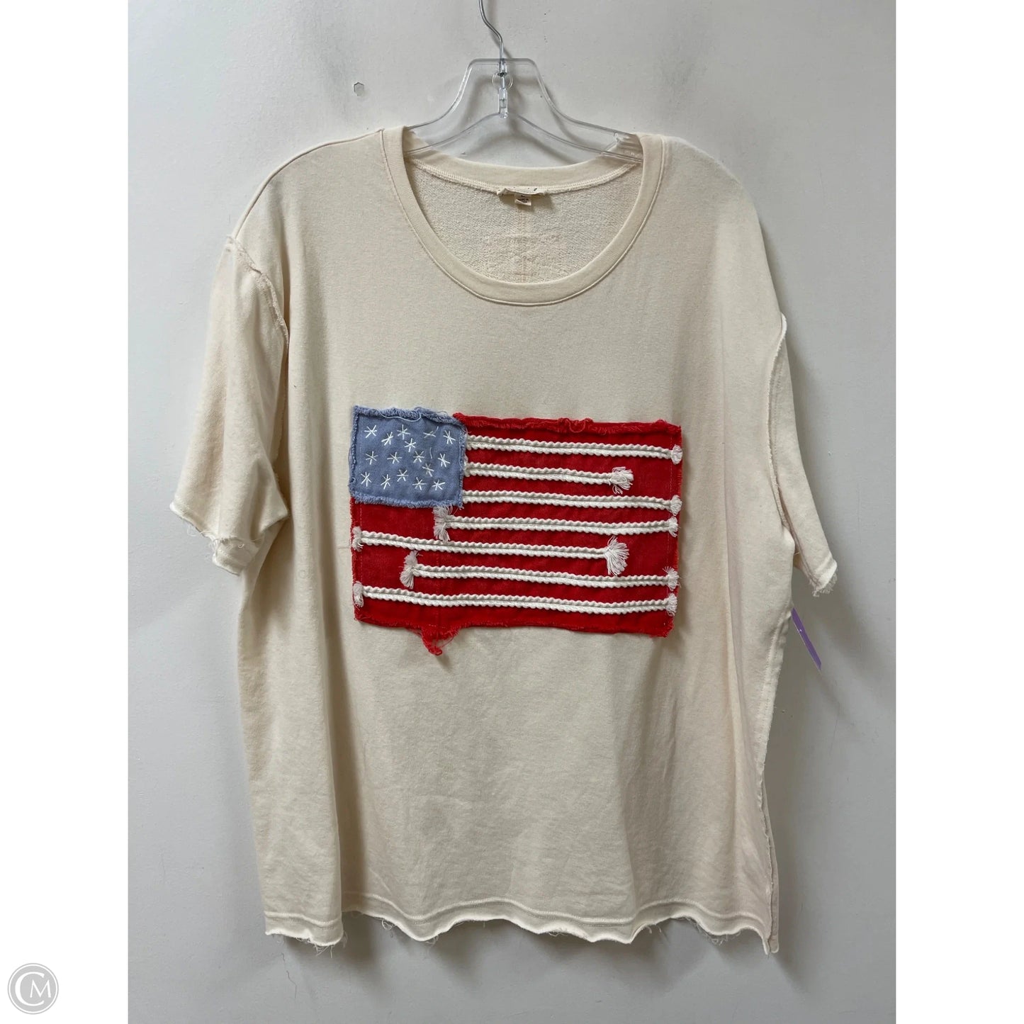 Tunic Short Sleeve By Clothes Mentor In Cream, Size: L