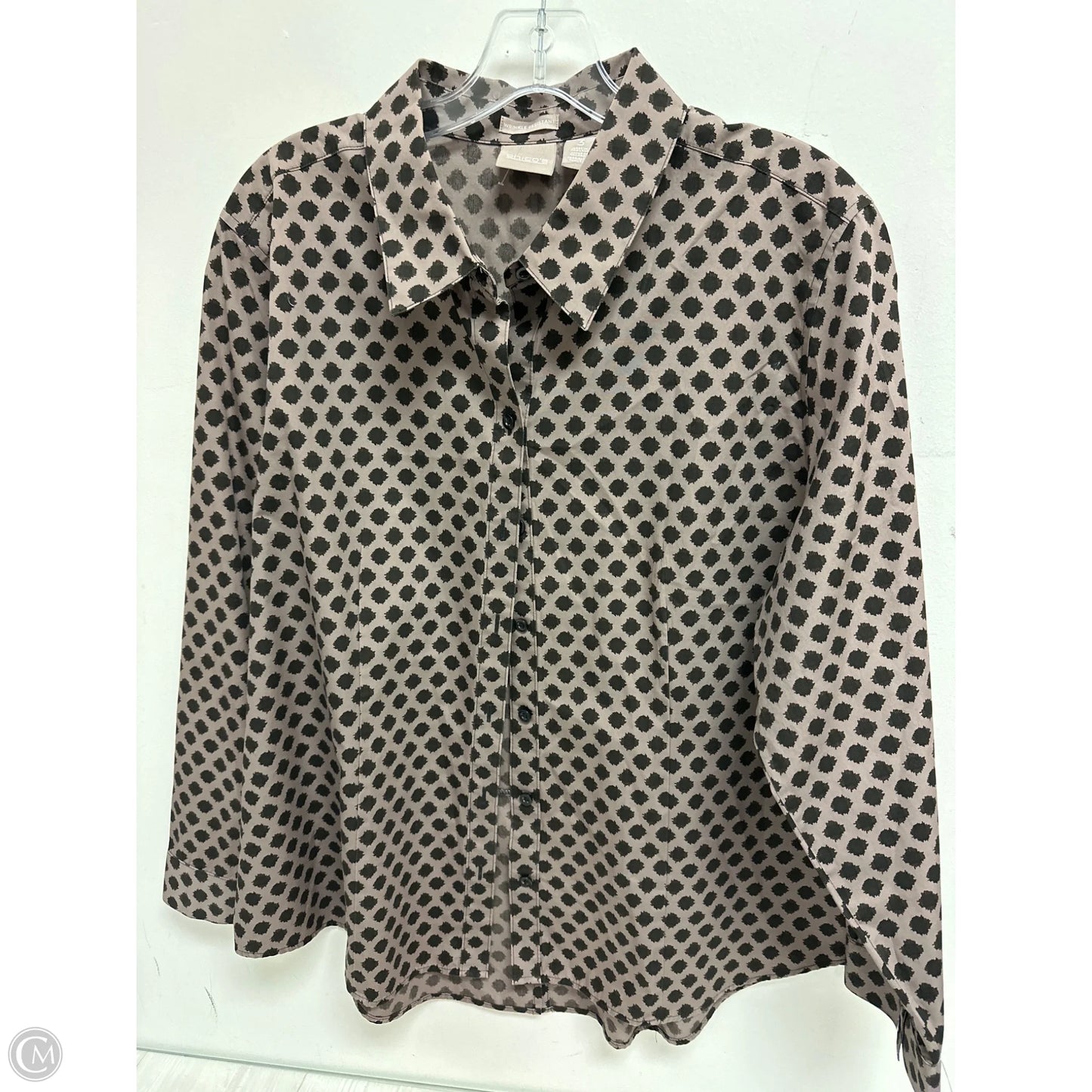 Blouse Long Sleeve By Chicos In Brown, Size: Xl