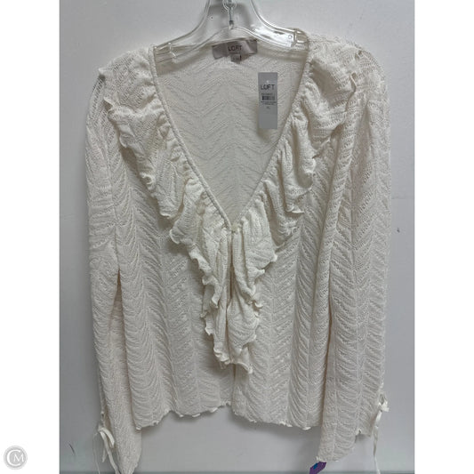 Blouse Long Sleeve By Loft In Cream, Size: Xl