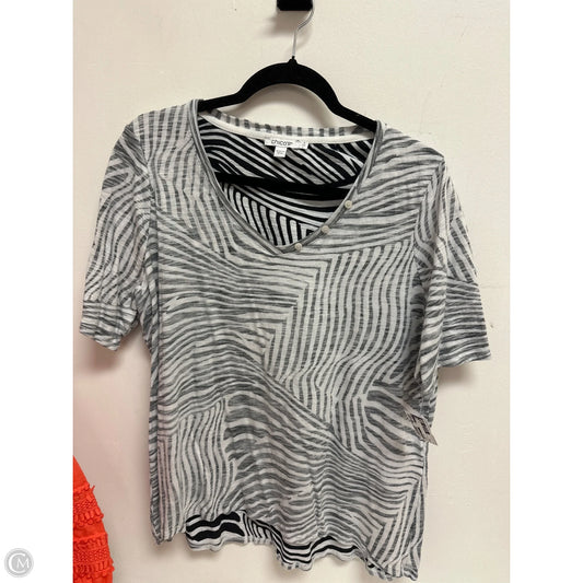Top Short Sleeve By Chicos In Grey, Size: L