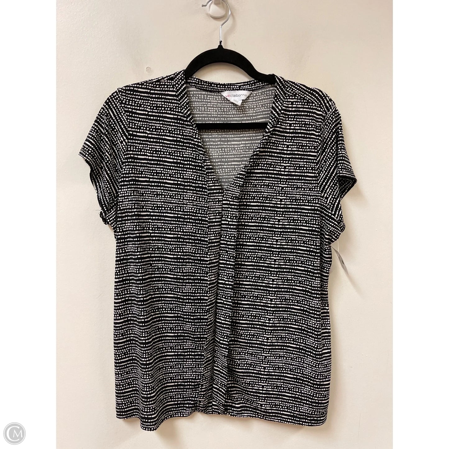 Top Short Sleeve By Liz Claiborne In Polkadot Pattern, Size: L