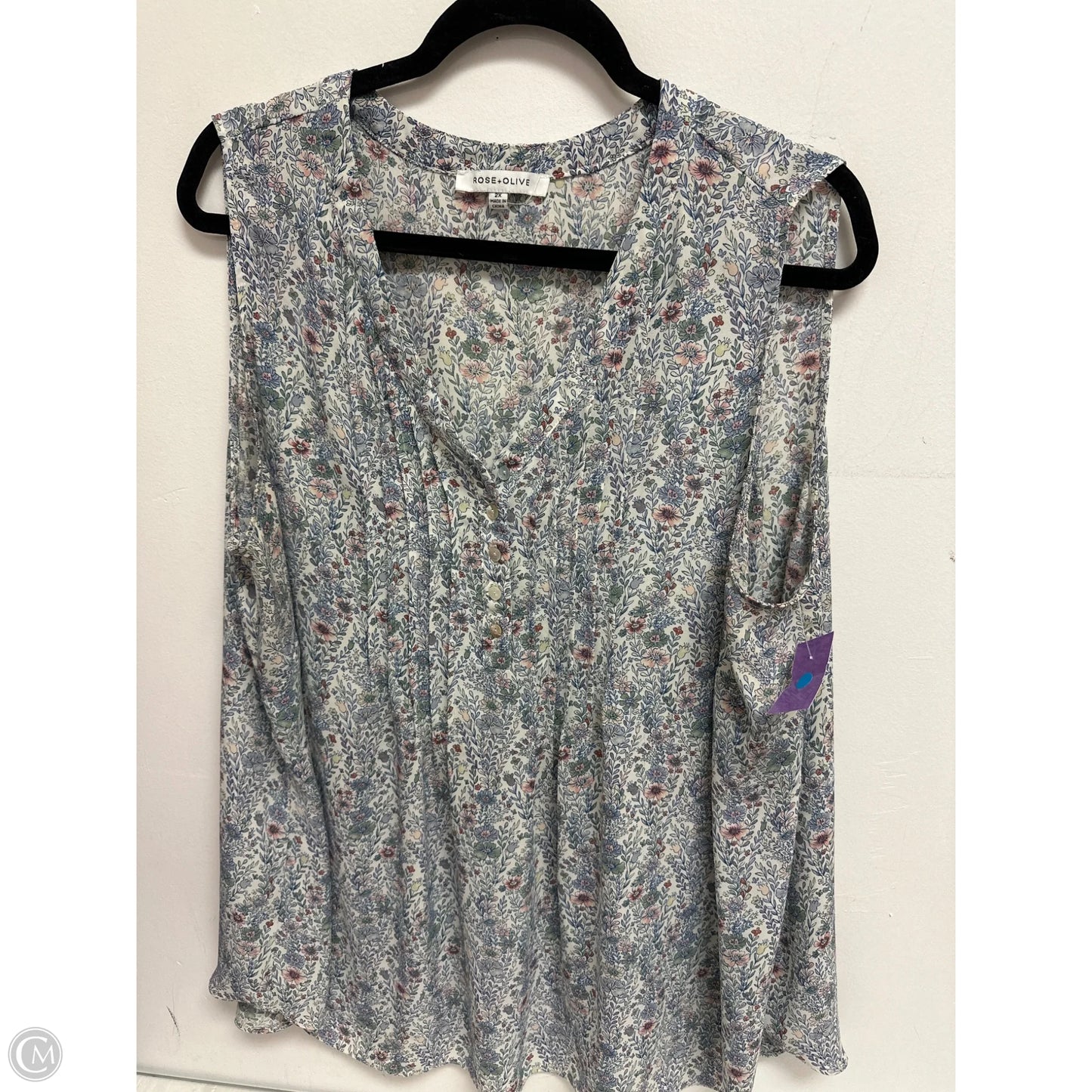 Tunic 3/4 Sleeve By Rose And Olive In Floral Print, Size: 2x