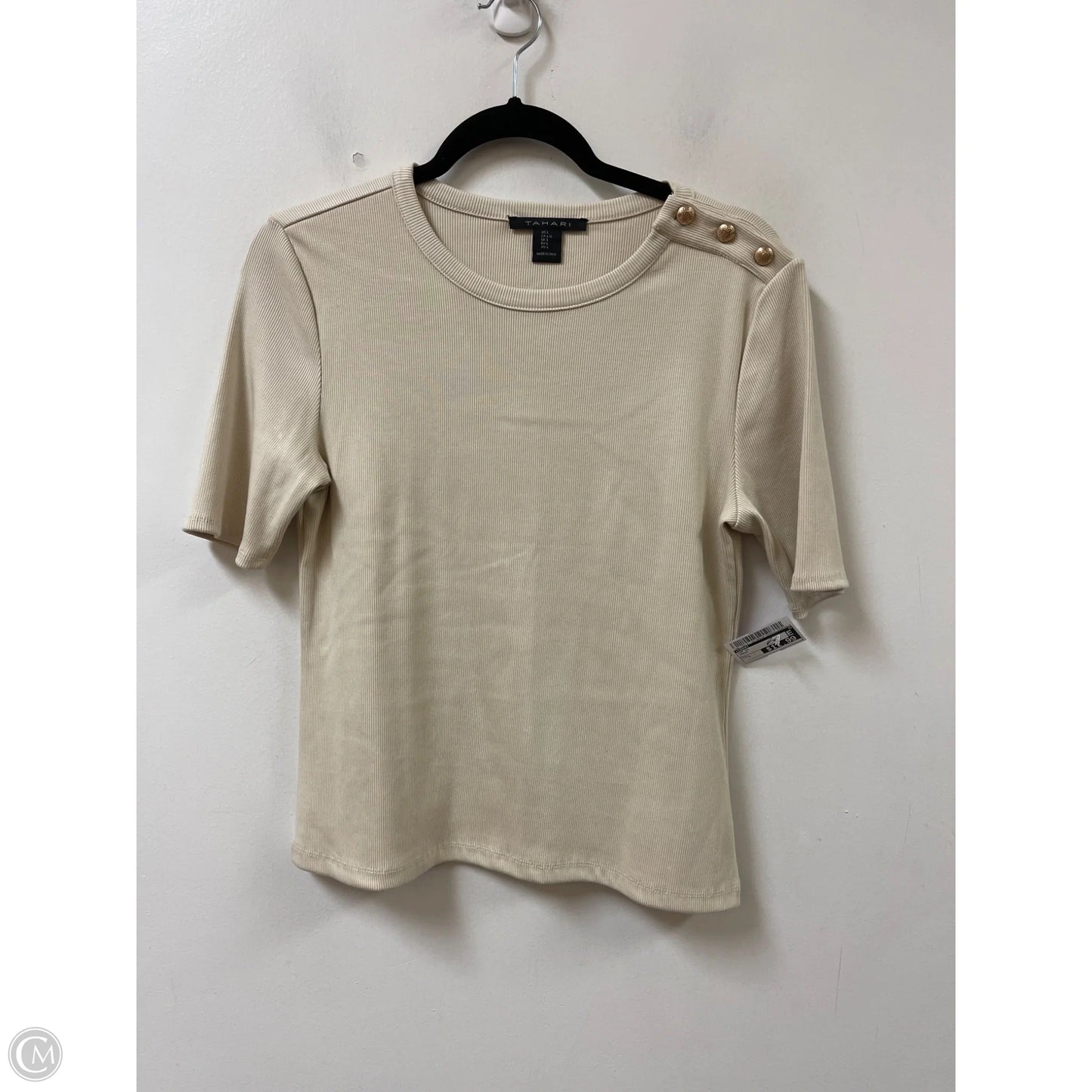 Top Short Sleeve By Tahari In Cream, Size: L