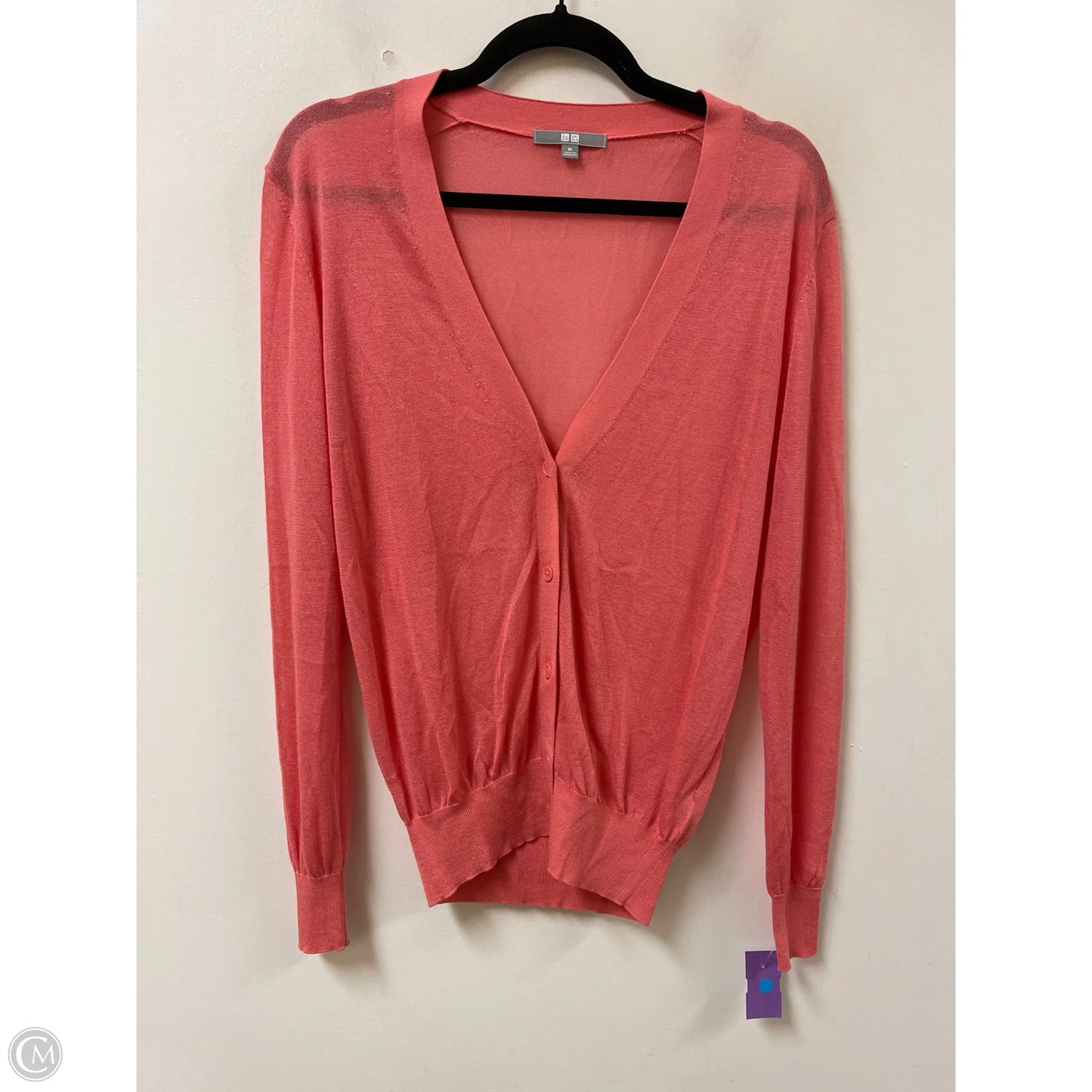 Sweater Cardigan By Uniqlo In Coral, Size: Xl