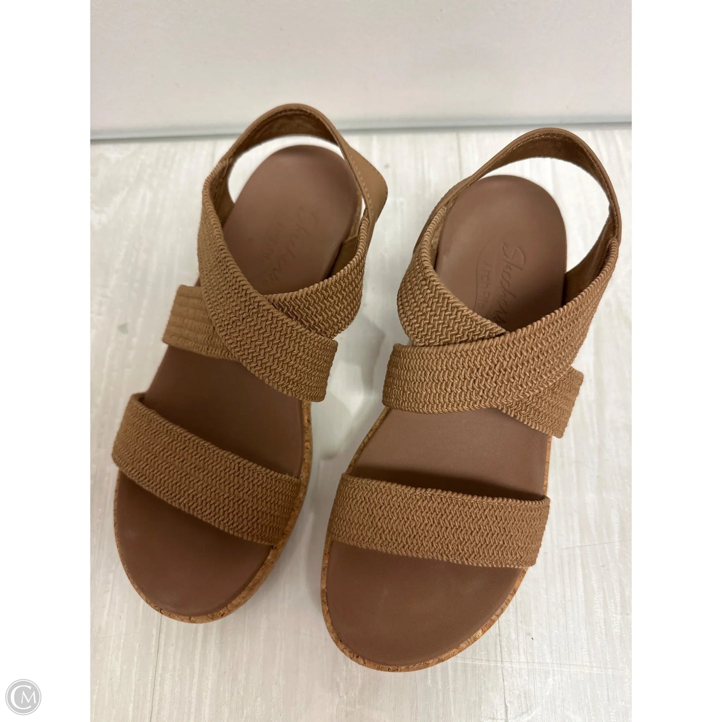 Sandals Heels Wedge By Skechers In Brown, Size: 8