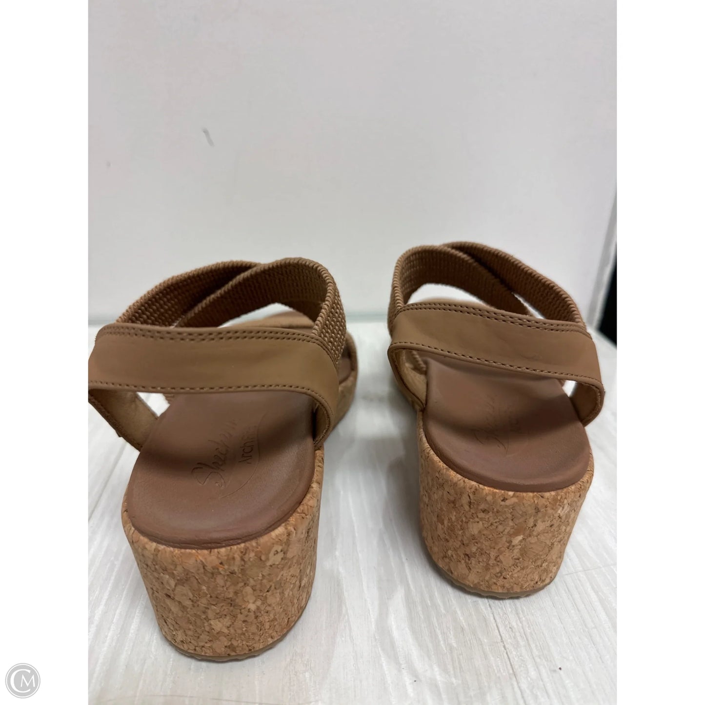 Sandals Heels Wedge By Skechers In Brown, Size: 8