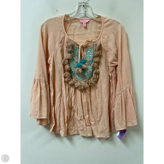 Top Long Sleeve Designer By Lilly Pulitzer In Peach, Size: Xs