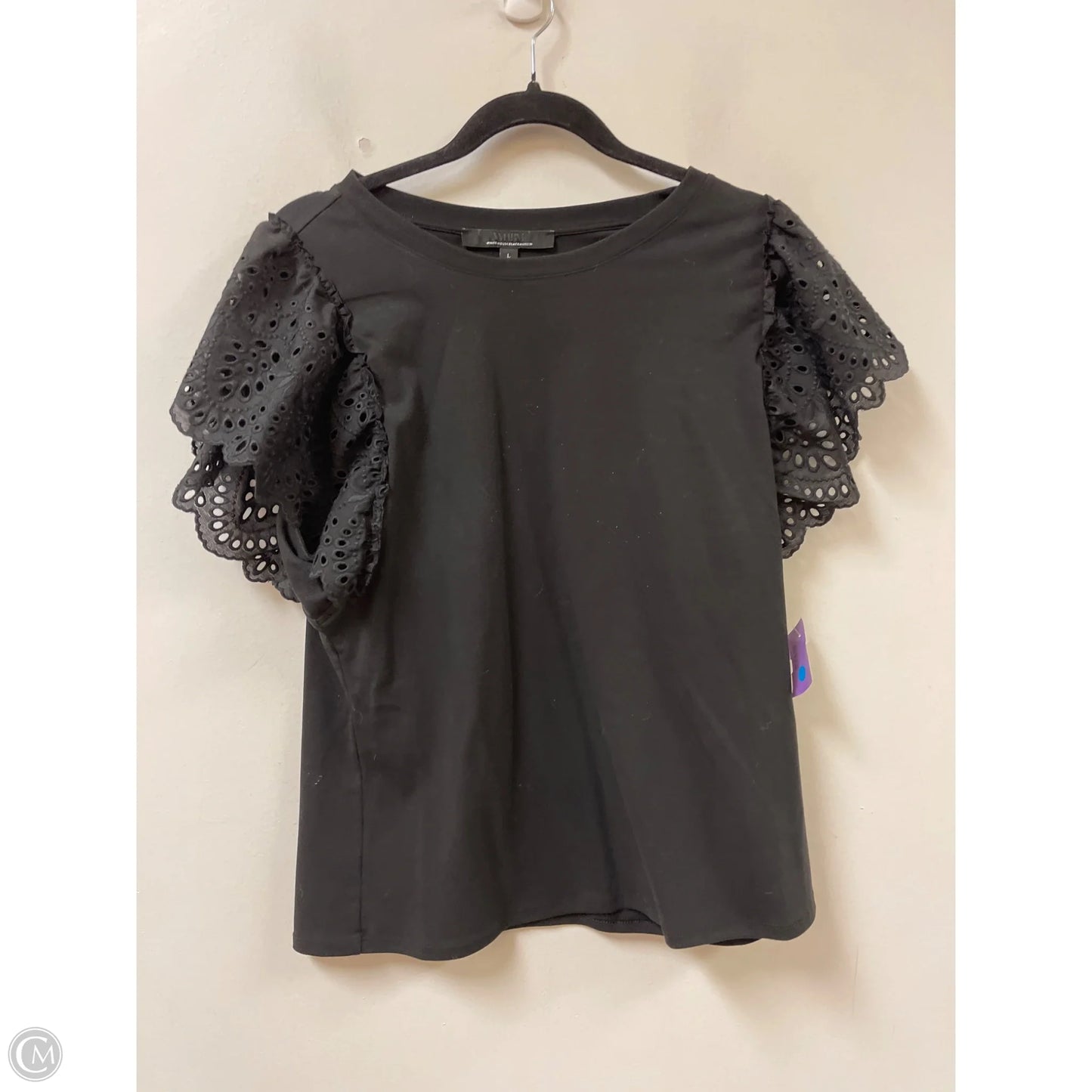 Top Short Sleeve By White House Black Market In Black, Size: L