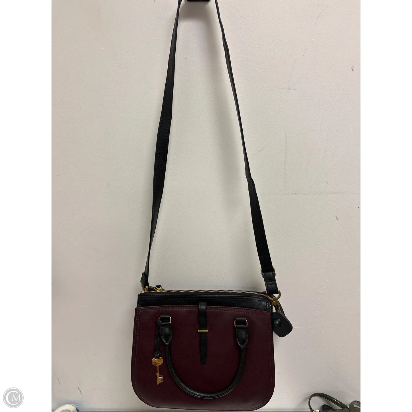 Handbag Leather By Fossil, Size: Large
