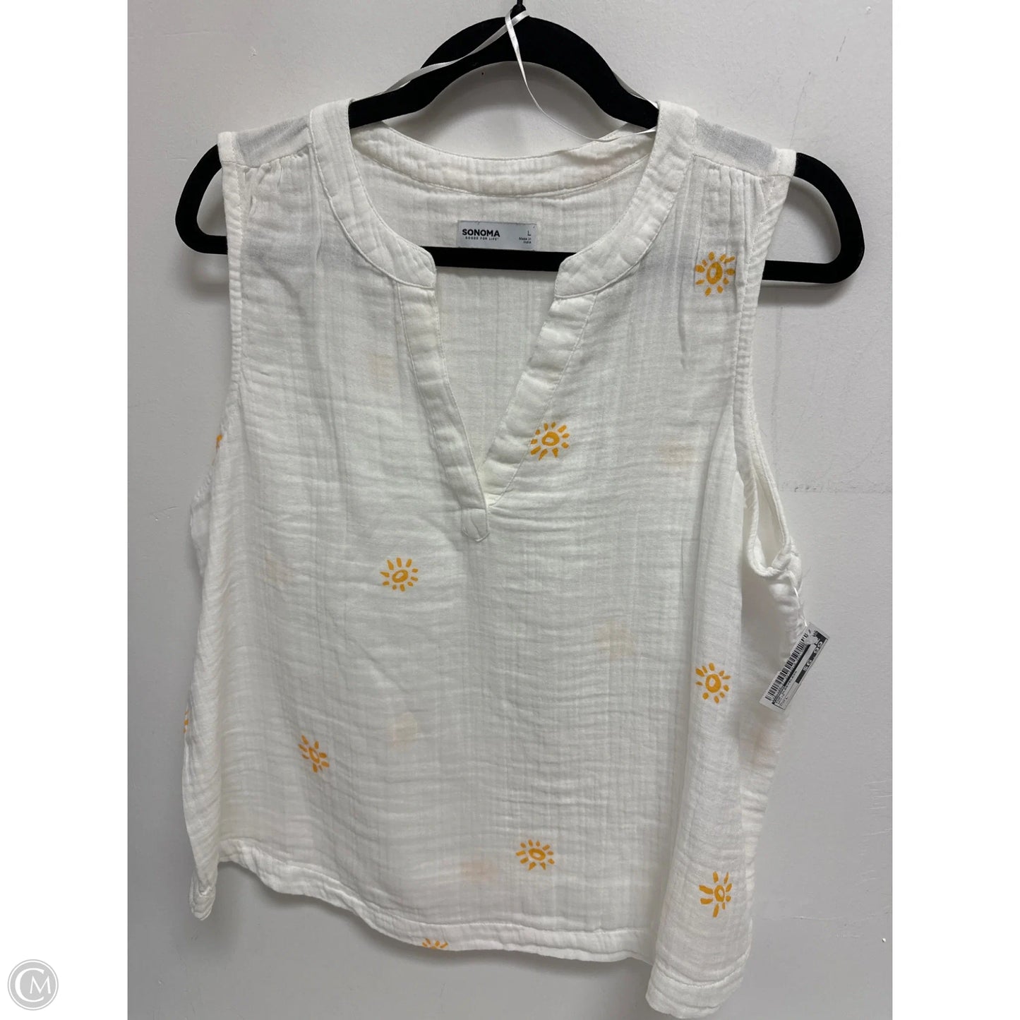 Top Sleeveless By Sonoma In White, Size: L
