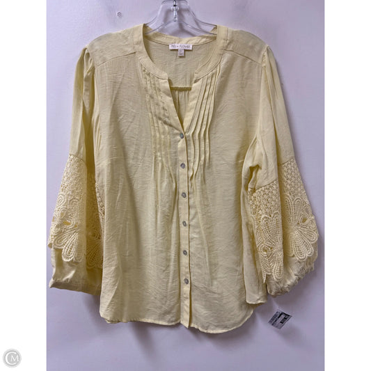 Blouse Long Sleeve By Figuero & Flower In Yellow, Size: L