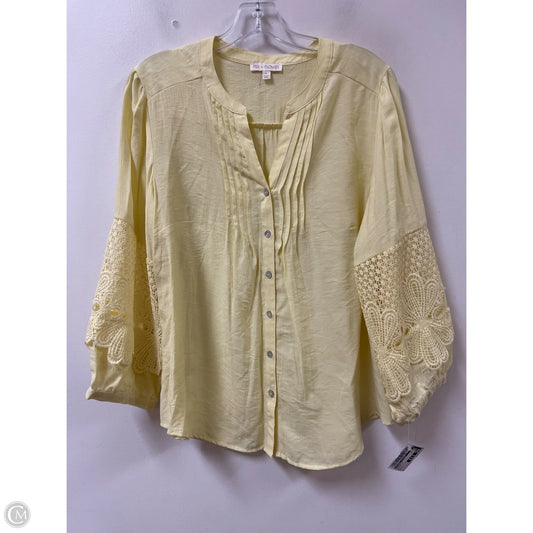 Blouse Long Sleeve By Figuero & Flower In Yellow, Size: L
