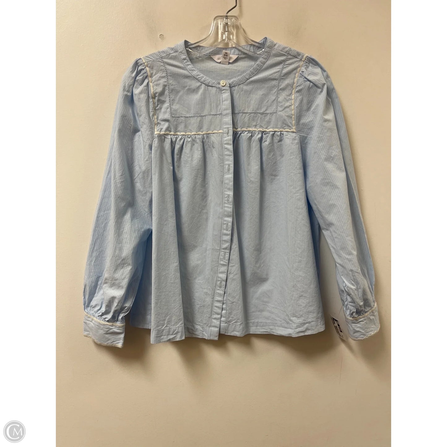 Blouse Long Sleeve By Time And Tru In Blue, Size: Xs