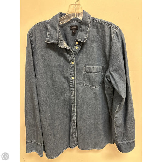 Blouse Long Sleeve By J. Crew In Blue Denim, Size: Xl