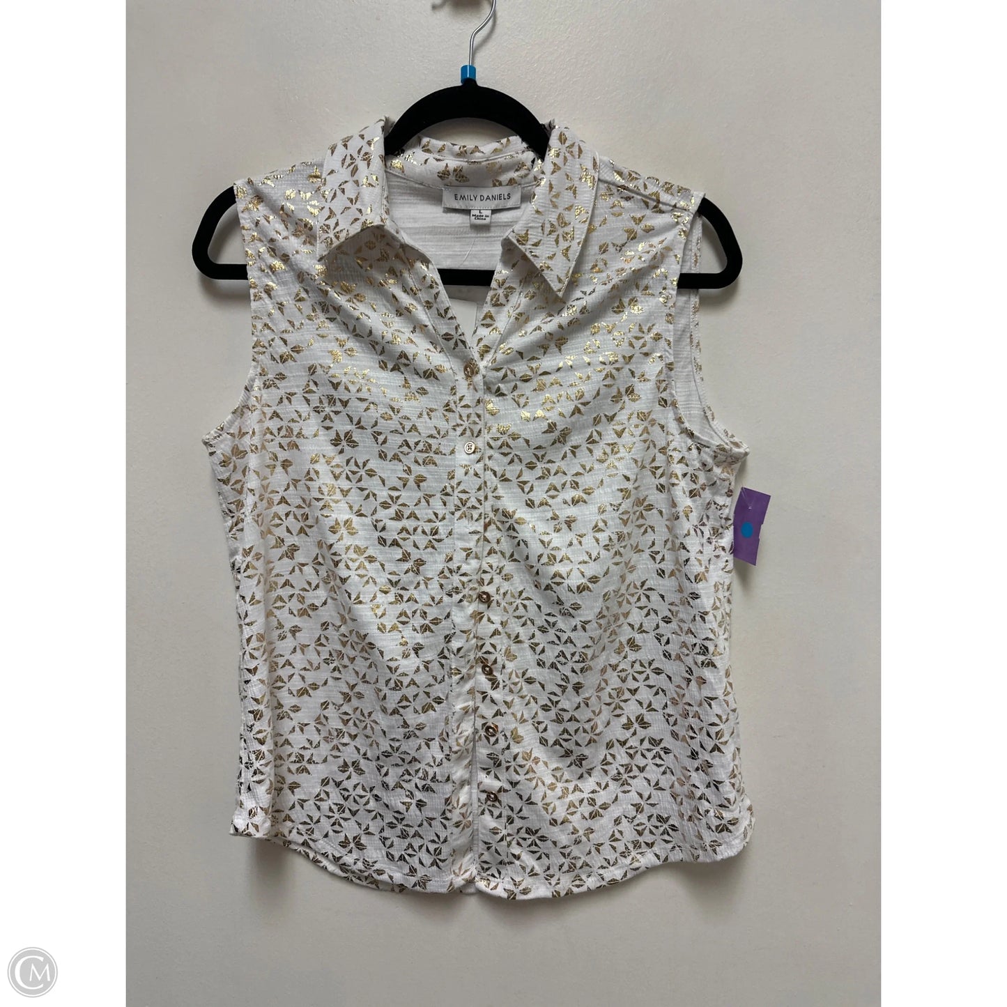 Top Sleeveless By Emily Daniels In White, Size: L