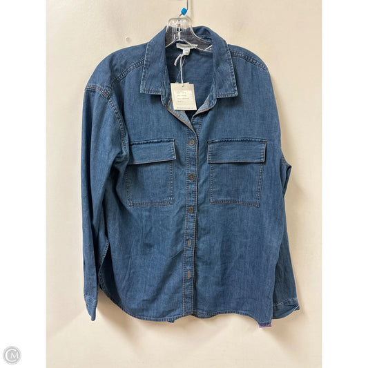 Blouse Long Sleeve By Beachlunchlounge In Blue Denim, Size: L