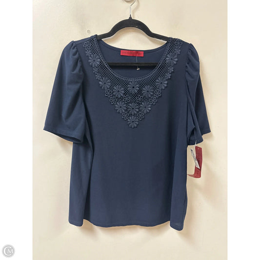 Top Short Sleeve By Love Scarlett In Navy, Size: L