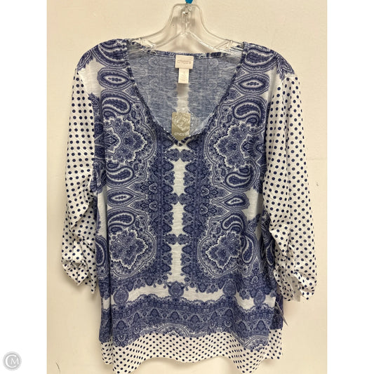 Top Long Sleeve By Chicos In Blue, Size: Xl