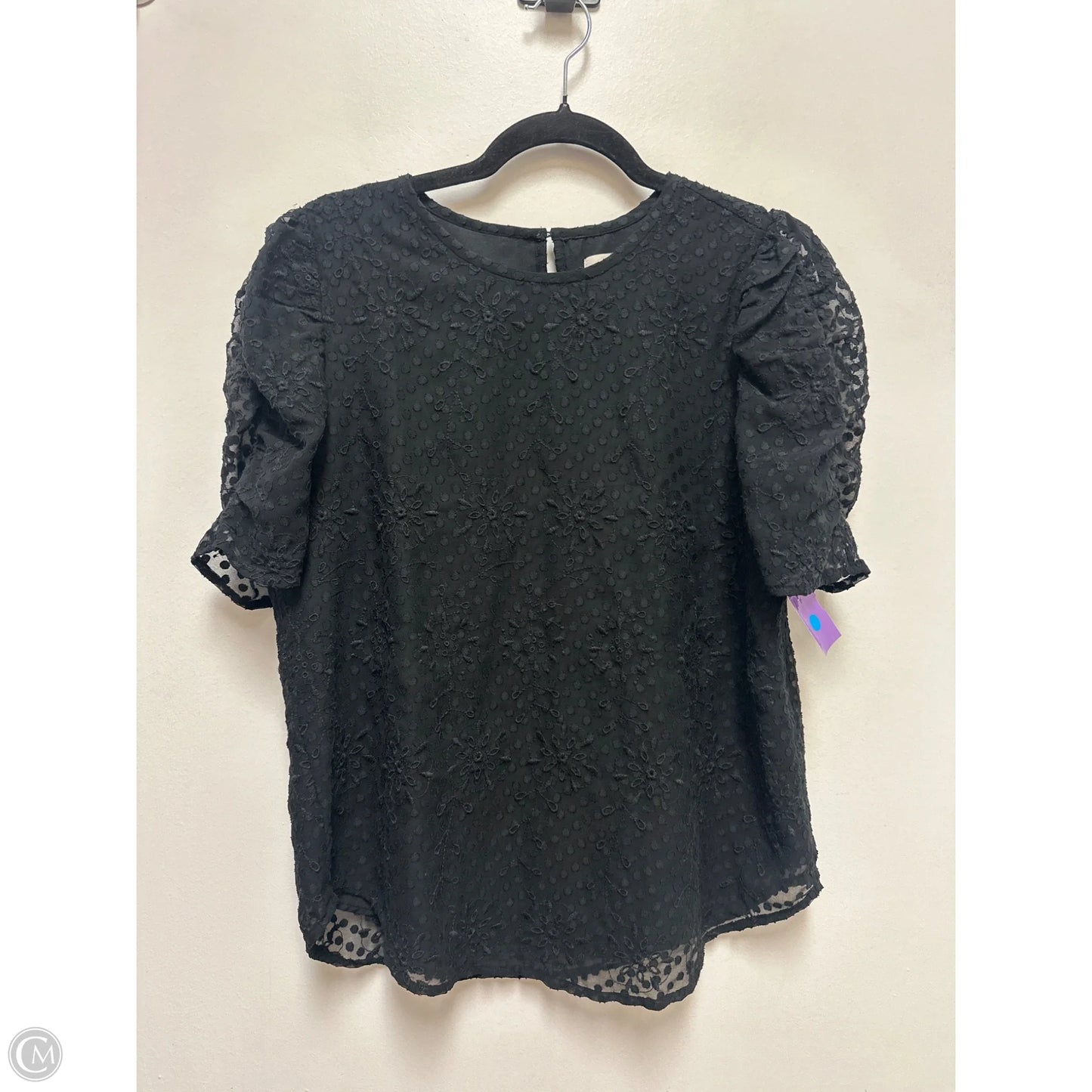 Top Short Sleeve By Loft In Black, Size: S
