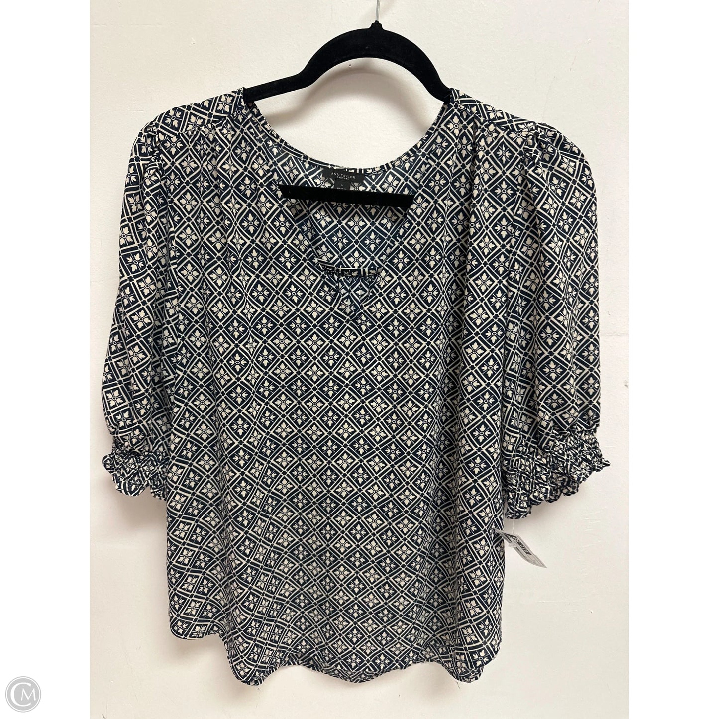 Top Short Sleeve By Ann Taylor In Navy, Size: L
