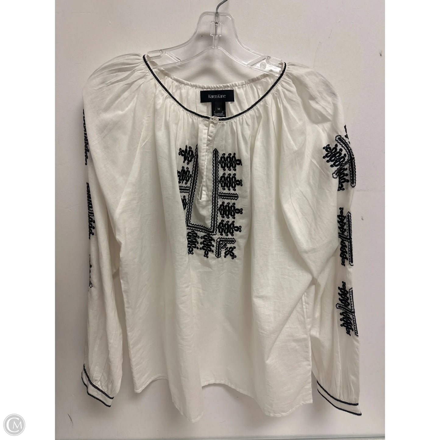 Top Long Sleeve By Karen Kane In White, Size: M
