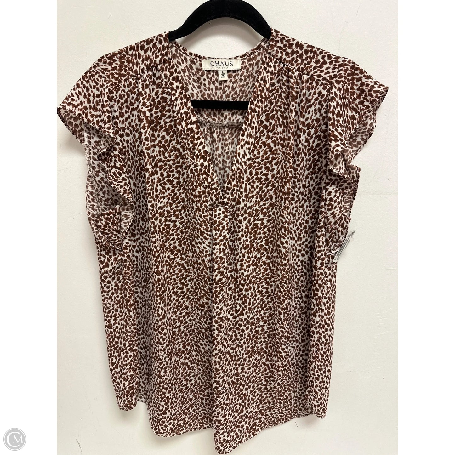 Top Short Sleeve By Chaus In Animal Print, Size: L