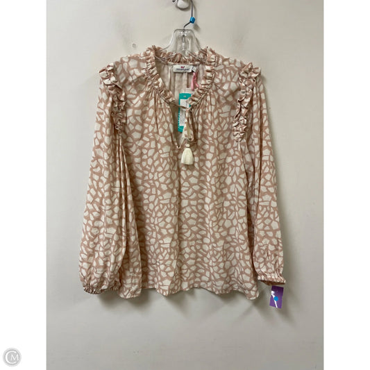 Top Long Sleeve By Vineyard Vines In Cream, Size: L