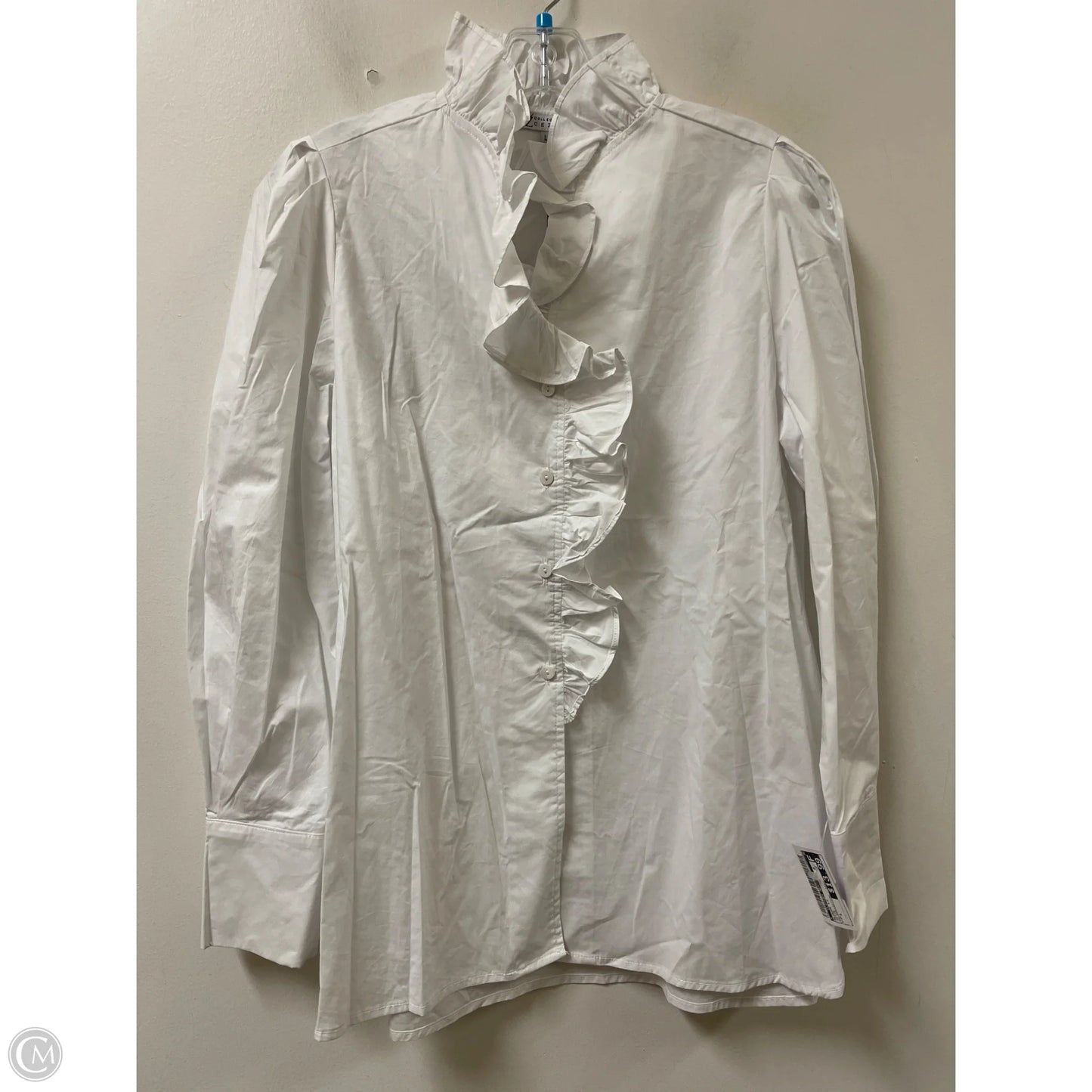 Blouse Long Sleeve By Clothes Mentor In White, Size: L