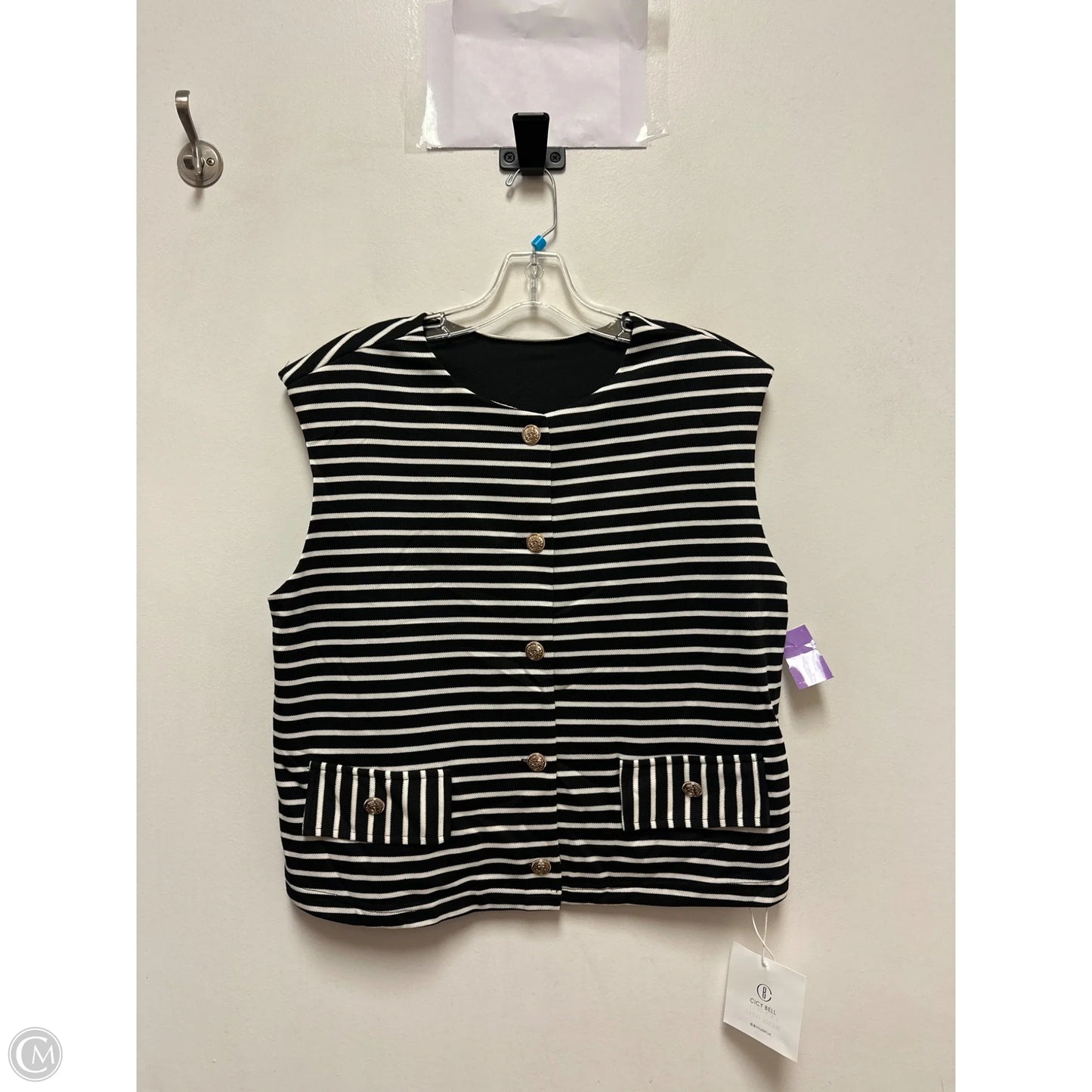 Vest Other By Clothes Mentor In Black & Cream, Size: L