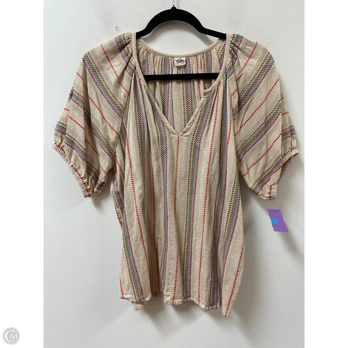Top Short Sleeve By Ivy Jane In Tan, Size: M