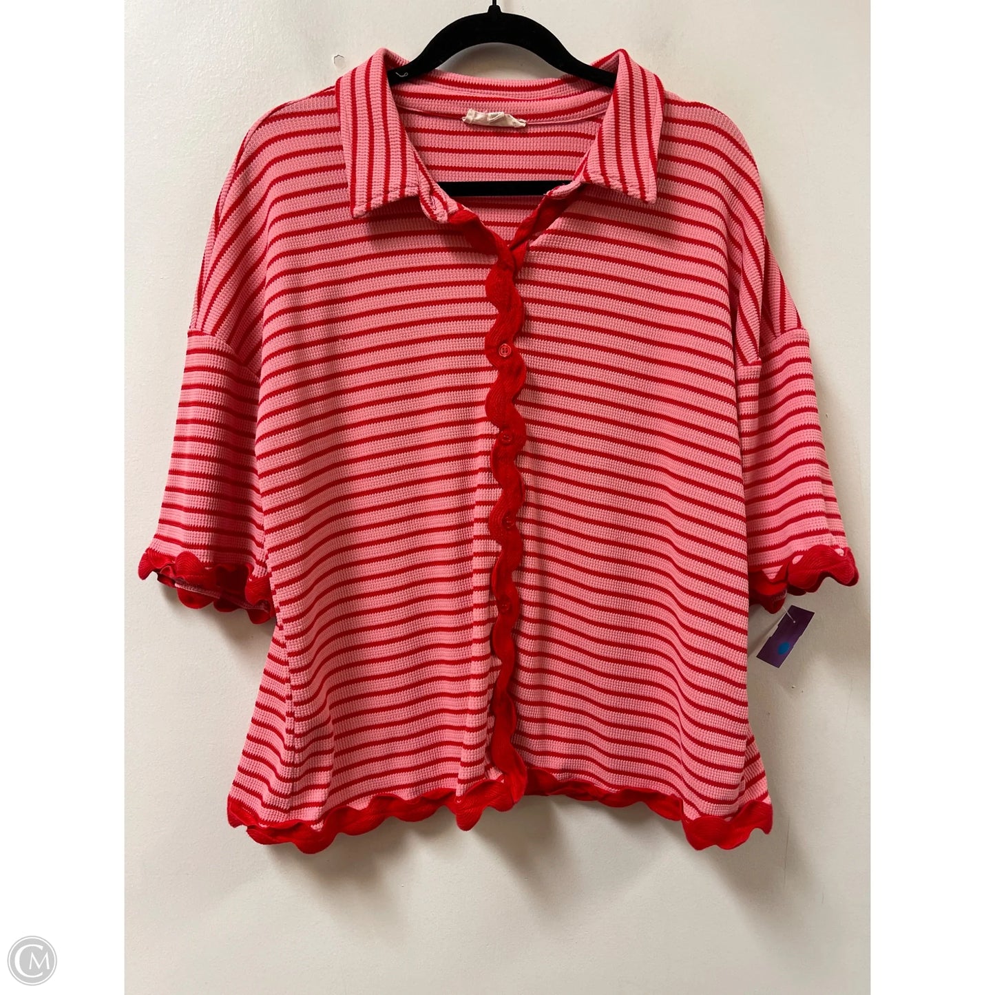 Blouse Short Sleeve By Entro In Pink, Size: M