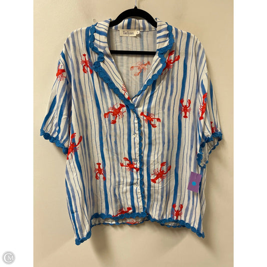 Blouse Short Sleeve By Clothes Mentor In Blue, Size: M