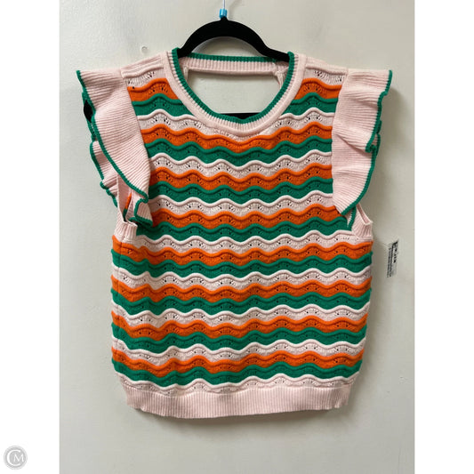 Sweater Short Sleeve By Thml In Green & Pink, Size: L