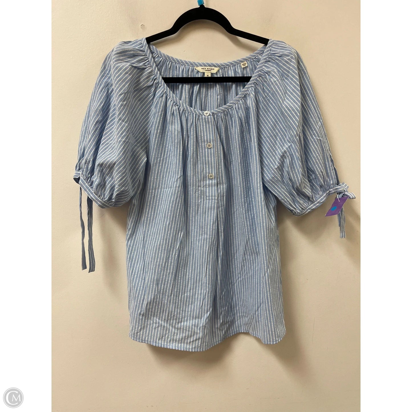 Top Short Sleeve By Max Studio In Blue, Size: M