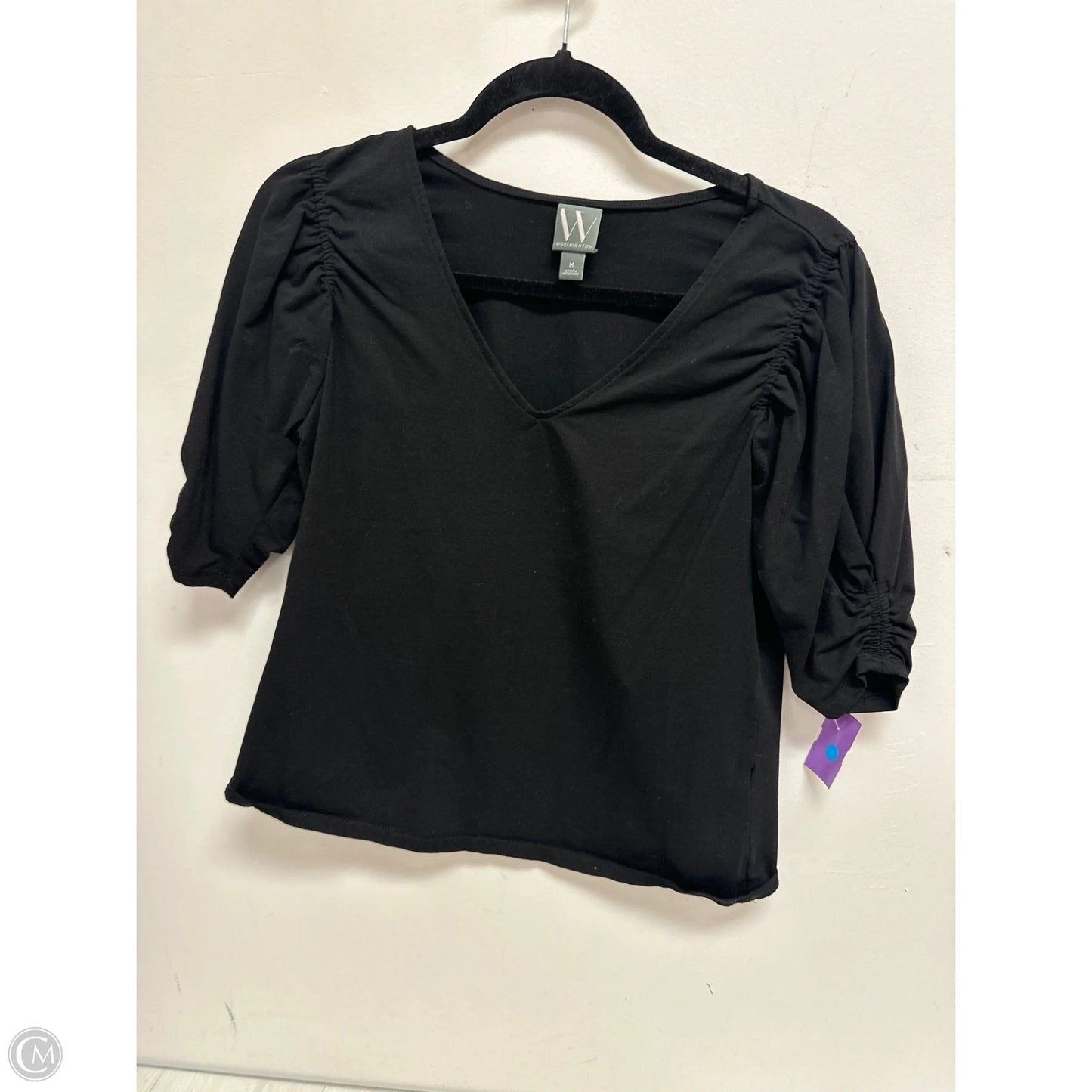 Top Short Sleeve By Worthington In Black, Size: M