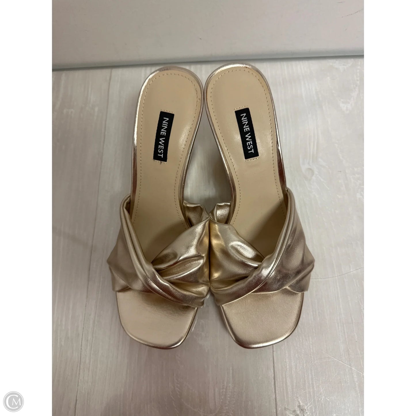 Sandals Heels Wedge By Nine West In Gold, Size: 7
