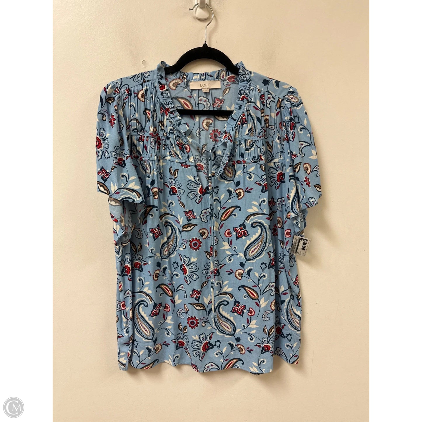 Top Short Sleeve By Loft In Blue, Size: L