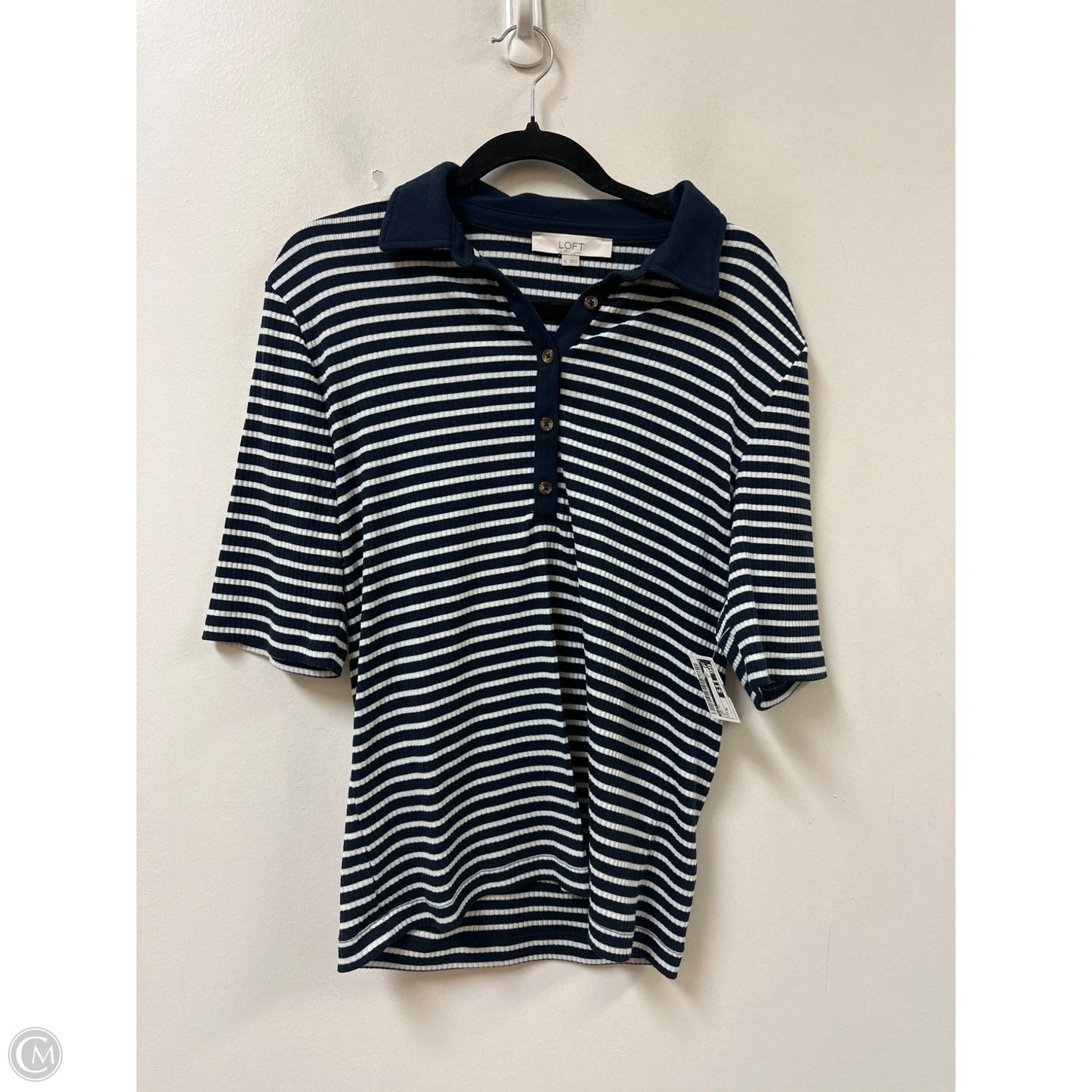Top Short Sleeve By Loft In Navy, Size: Xl