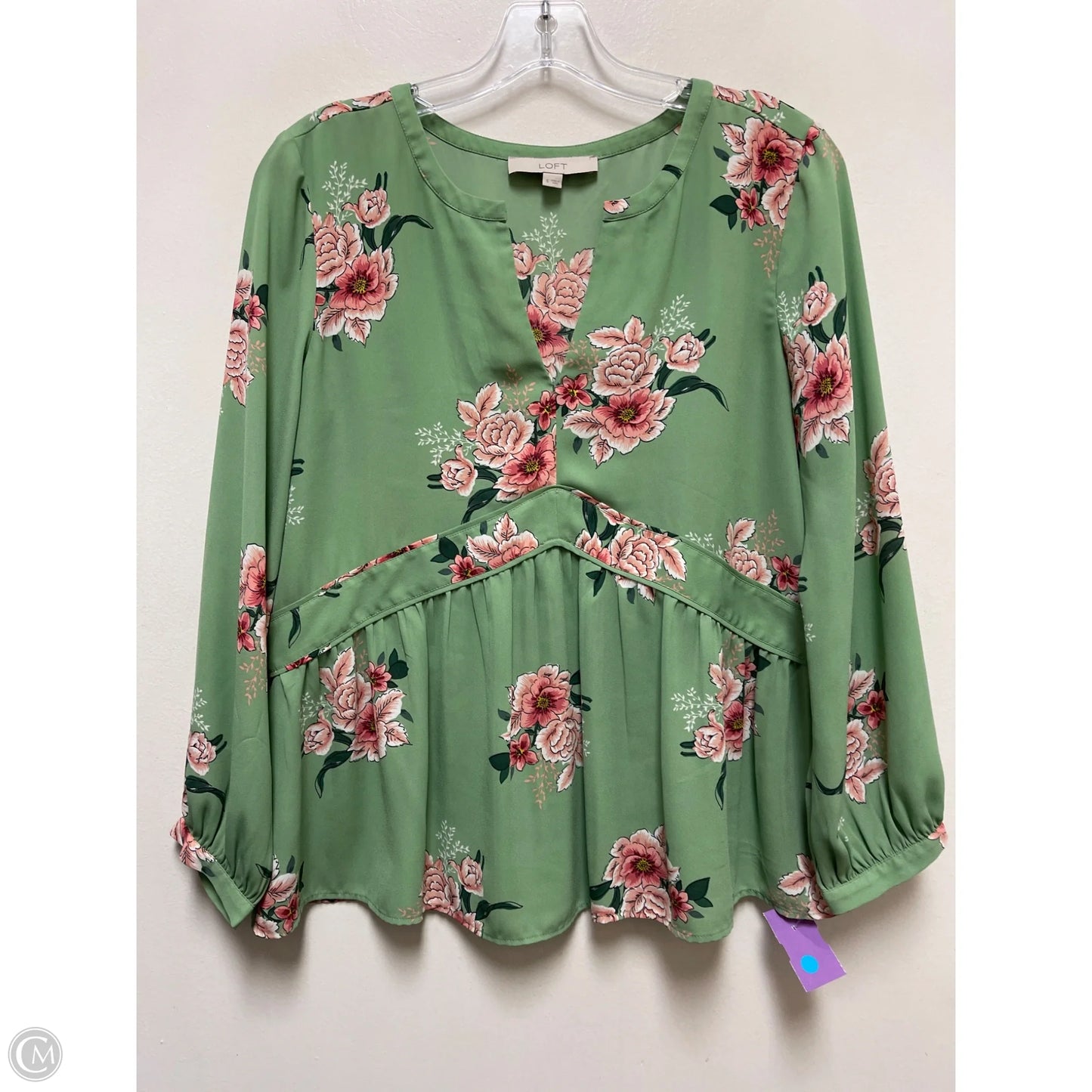 Top Long Sleeve By Loft In Green, Size: S