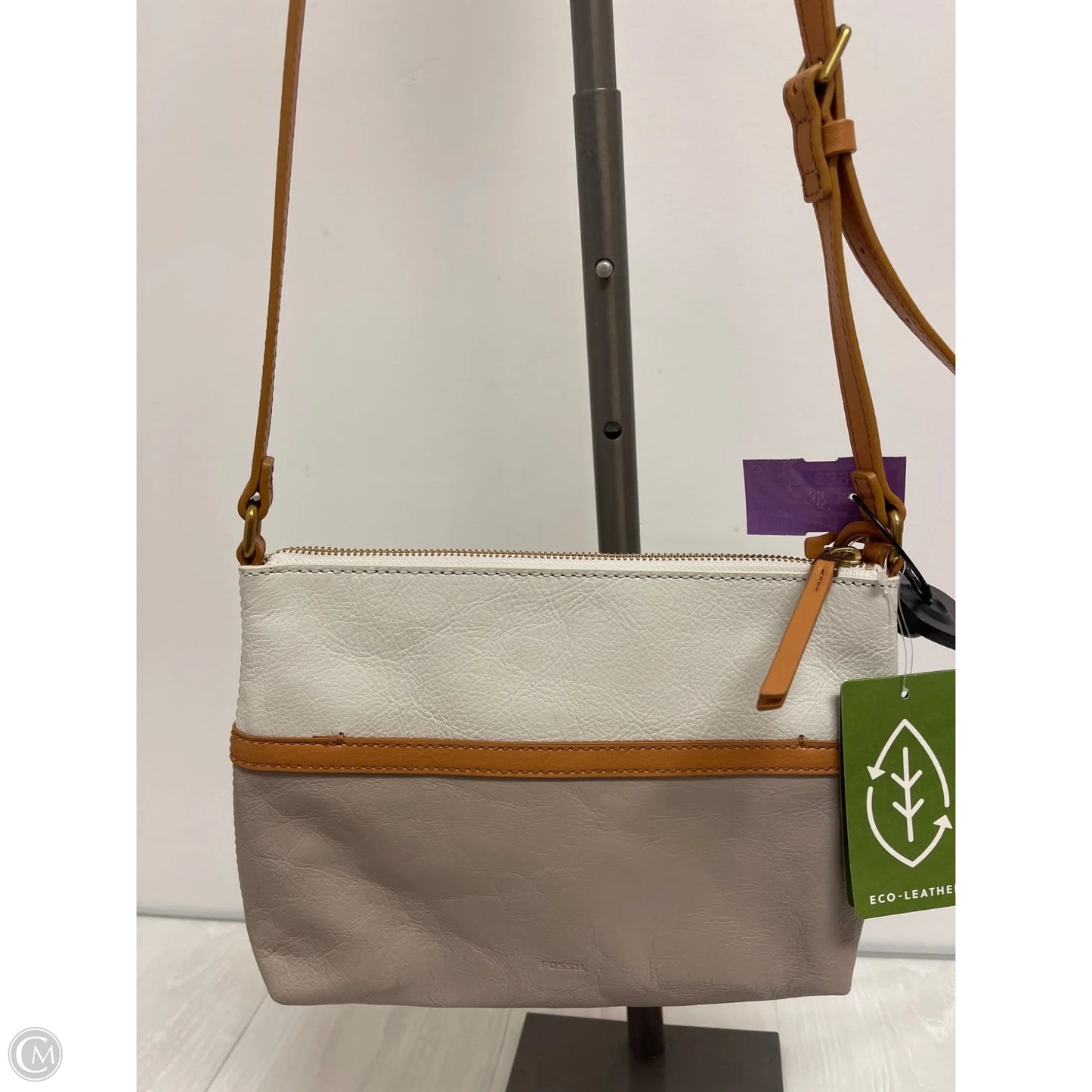Handbag Leather By Fossil, Size: Medium