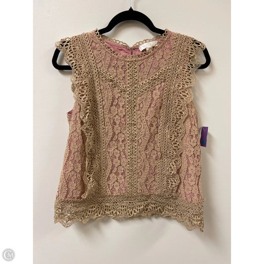 Top Short Sleeve By Eri + Ali In Tan, Size: M