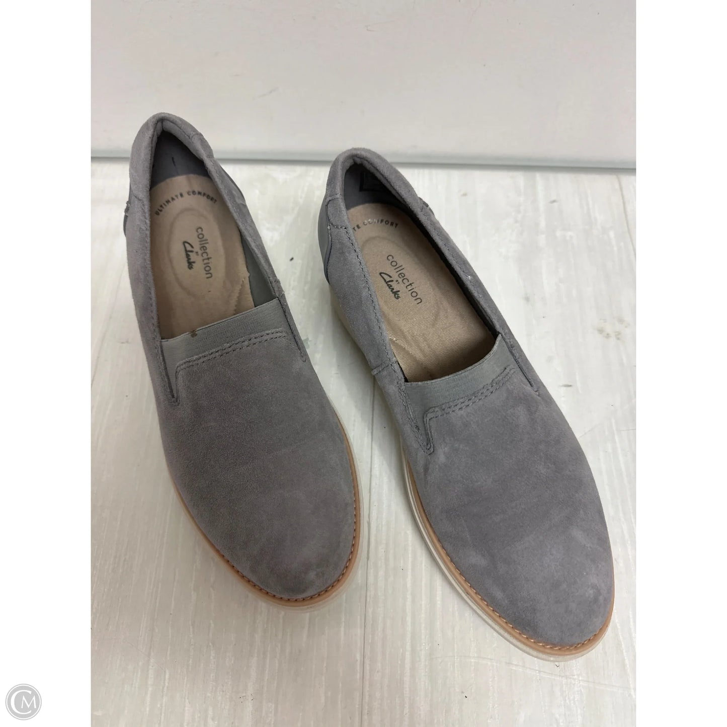 Sandals Heels Wedge By Clarks In Grey, Size: 7