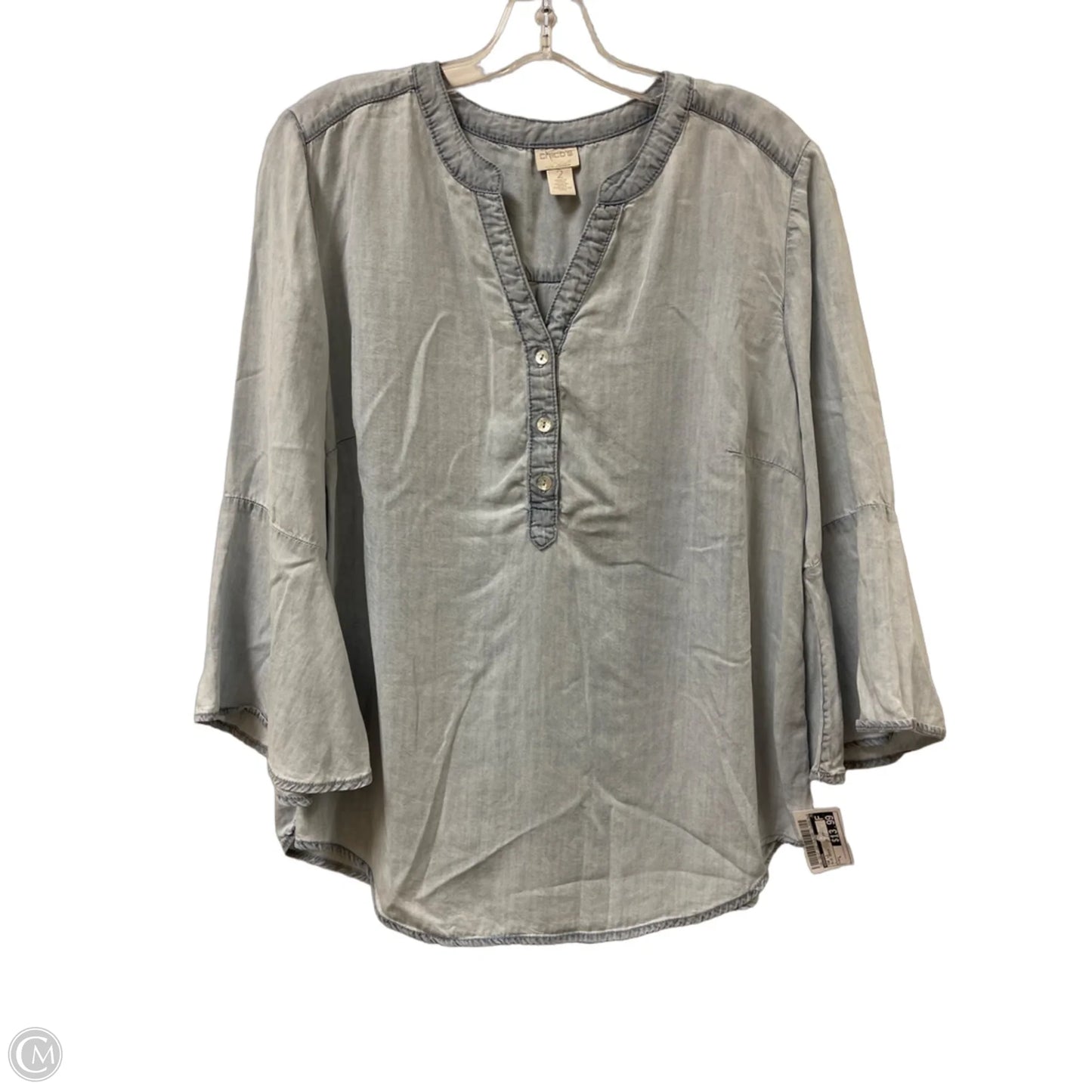 Top Long Sleeve By Chicos In Blue Denim, Size: L