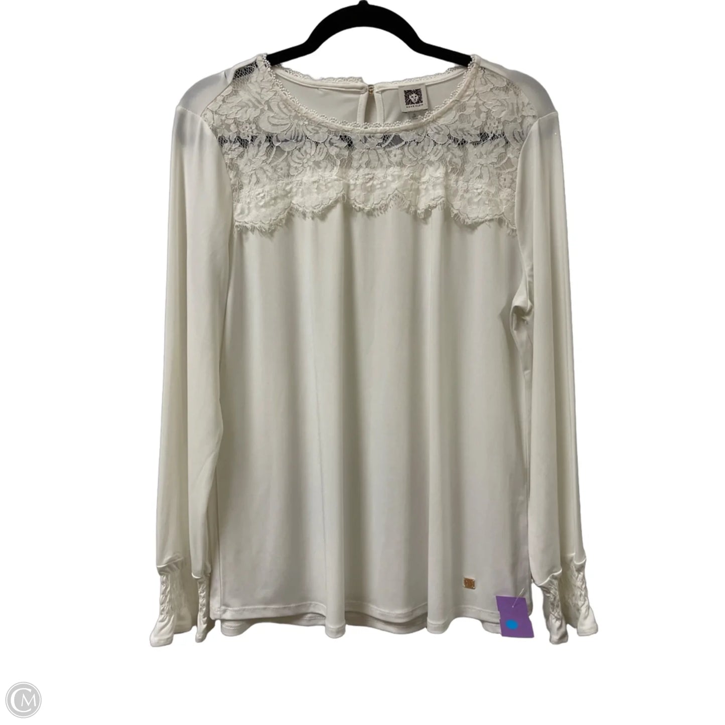 Top Long Sleeve By Anne Klein In Cream, Size: Xl