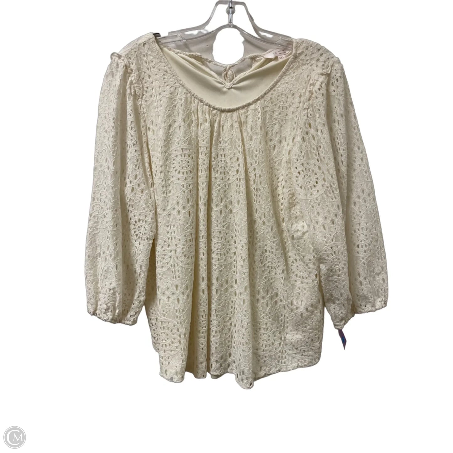Top Long Sleeve By Lc Lauren Conrad In Cream, Size: 1x