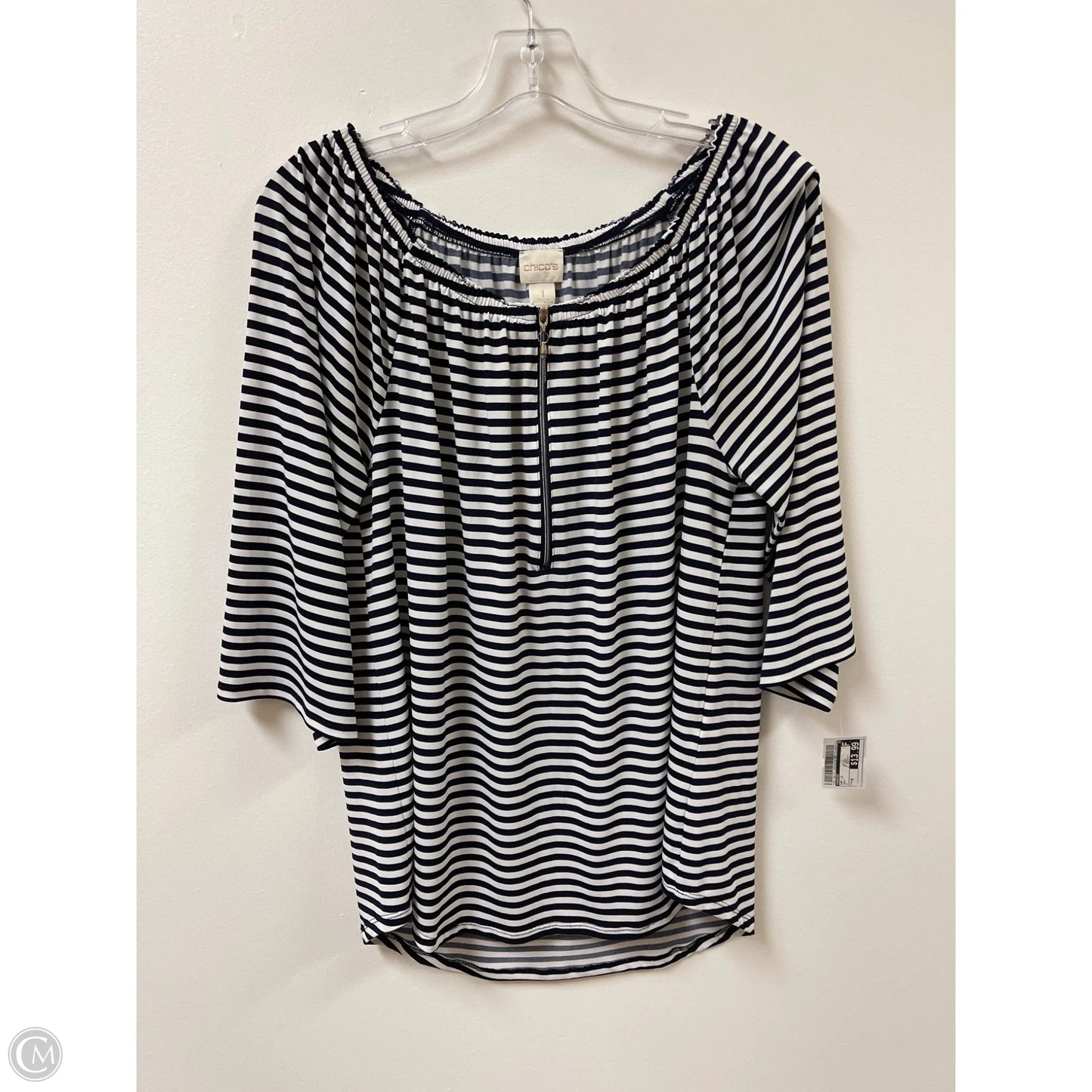 Top Long Sleeve By Chicos In Navy, Size: M