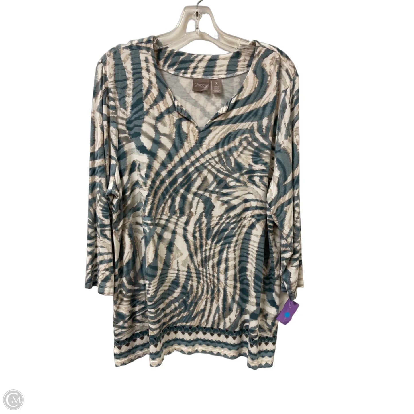 Top Long Sleeve By Chicos In Blue, Size: Xl