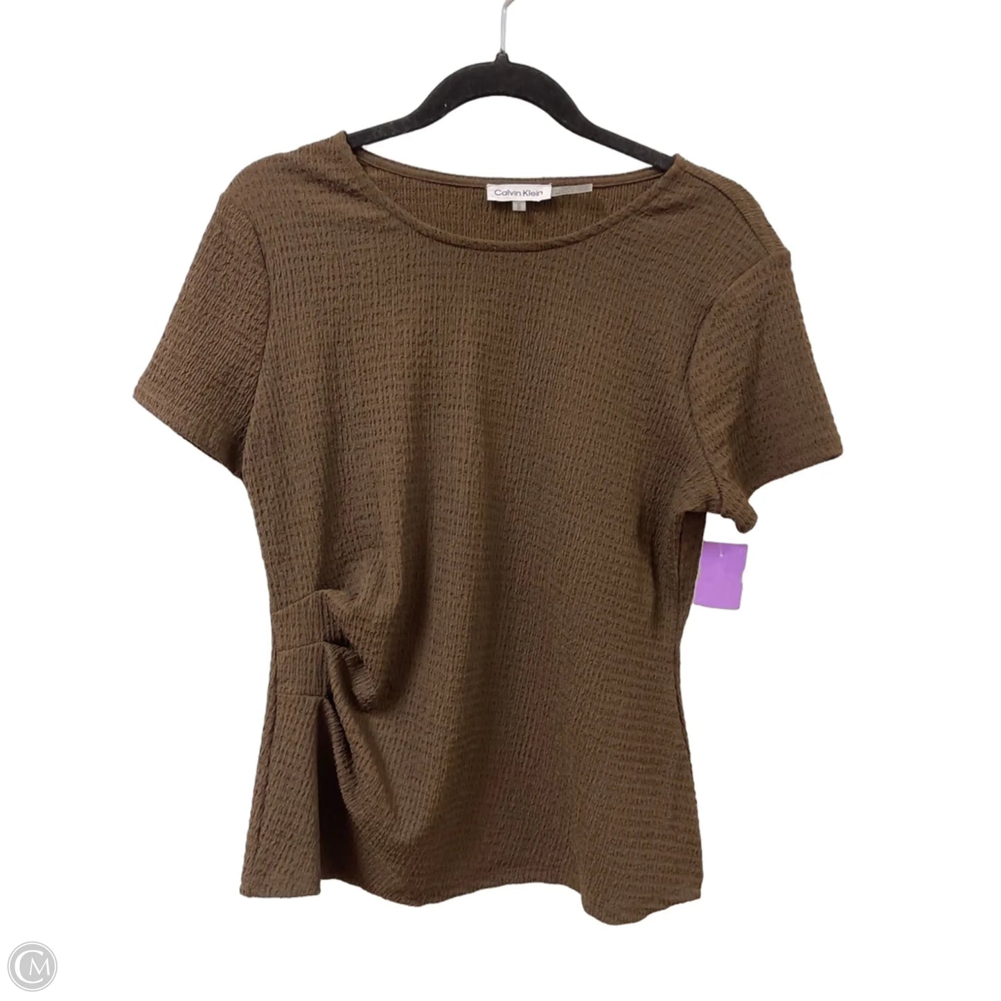 Top Short Sleeve By Calvin Klein In Brown, Size: M